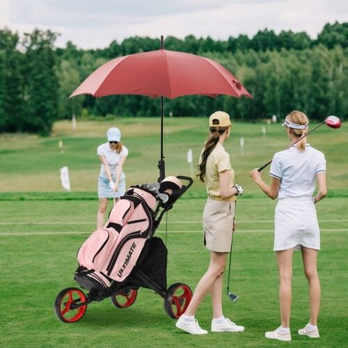 Falten Sie 3 Räder Golf-Push-Wagen mit Bag-Anzeigetafel einstellbares Griff rot