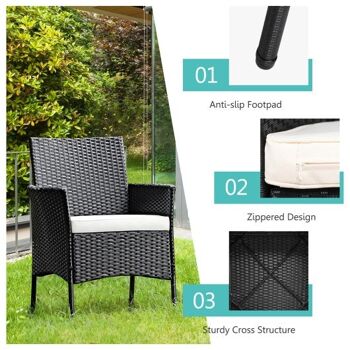 2 chaises de patio en osier avec coussins de siège confortables 2