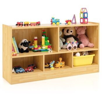 Bibliothèque pour enfants à 2 étagères 5-Kube Organisateur de rangement pour jouets en bois-Bege 1