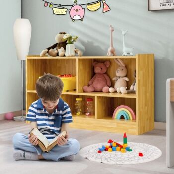 Bibliothèque pour enfants à 2 étagères 5-Kube Organisateur de rangement pour jouets en bois-Bege 2