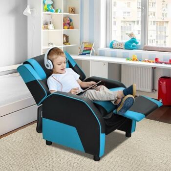 Canapé de jeu en cuir PU pour enfants avec appuie-tête et repose-pieds bleu 2