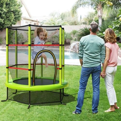 Achat Tremplin de trampoline de loisirs pour enfants de 55 pouces avec  filet de clôture vert en gros