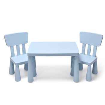 3 pièces pour tout-petit jeu multi-activités salle à manger étude table et chaise pour enfants ensemble-bleu 1