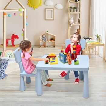 3 pièces pour tout-petit jeu multi-activités salle à manger étude table et chaise pour enfants ensemble-bleu 2