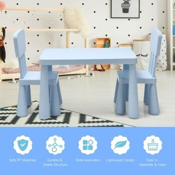 3 pièces pour tout-petit jeu multi-activités salle à manger étude table et chaise pour enfants ensemble-bleu 3