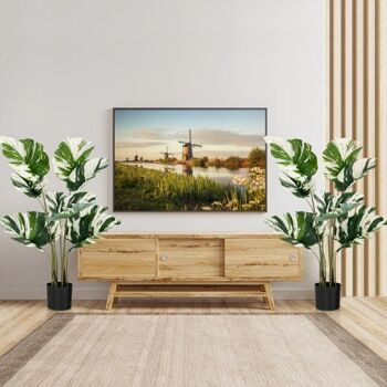 Lot de 2 plantes artificielles Monstera Deliciosa de 1,2 m pour le bureau à domicile 1