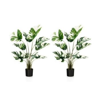 Lot de 2 plantes artificielles Monstera Deliciosa de 1,2 m pour le bureau à domicile 3