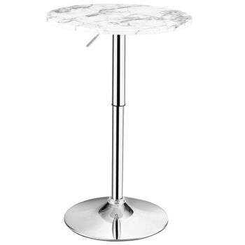Table de bar pivotante à 360° avec pied et base en argent blanc 1