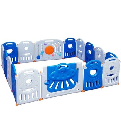 16-Panel-Baby-Playpen-Sicherheitsspielzentrum mit abschließbarem Torblau