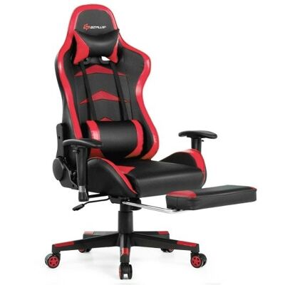 Massage-Gaming-Stuhl mit Fußstützen-Rot