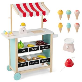 Camion à glaces en bois pour enfant avec ardoise et rangement 3