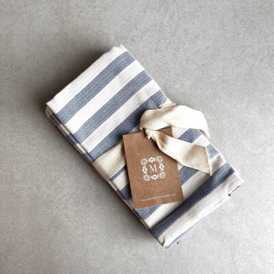Set of 3 tea towels striped - blue | Portugal | Cotton