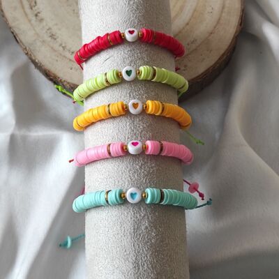lot of 5 adjustable child heart bracelets