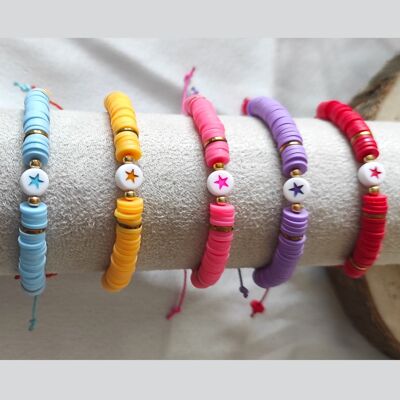 set of 5 children's adjustable bracelets 'star'