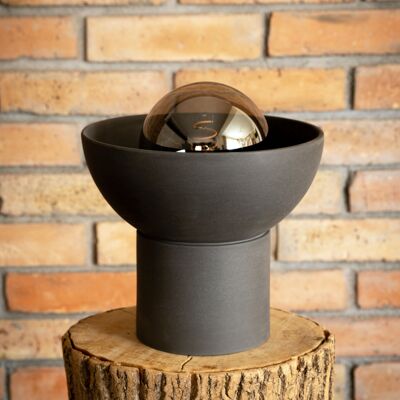 Modern round black ceramic table lamp