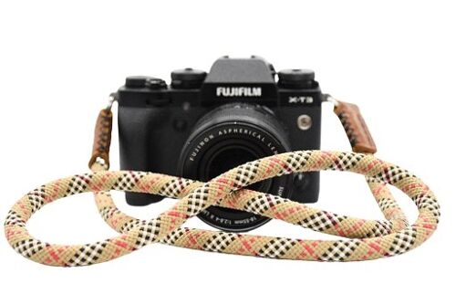 Tartan Rope Camera strap 100cm with Leather endings