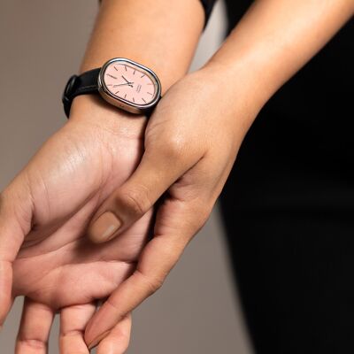 Reloj de moda para mujer CYS8 con correa azul y esfera rosa