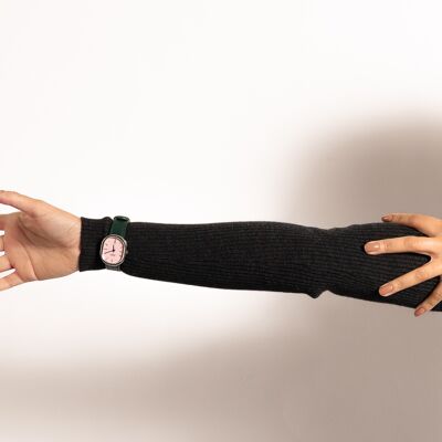 CYS9 Damen-Modeuhr mit rosafarbenem Zifferblatt und grünem Armband