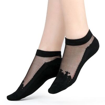 DIVA - Negro, calcetines de voile y algodón ultrarresistente