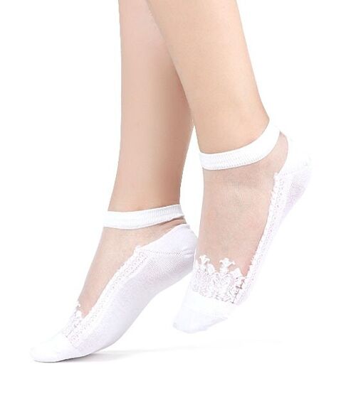 DIVA socquette White - Base coton pur et voile durable