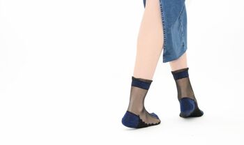 Shine bleu - La chaussette en Lurex  et en voile ultra-résistant - Parfait pour Fête des Mères 2024 2