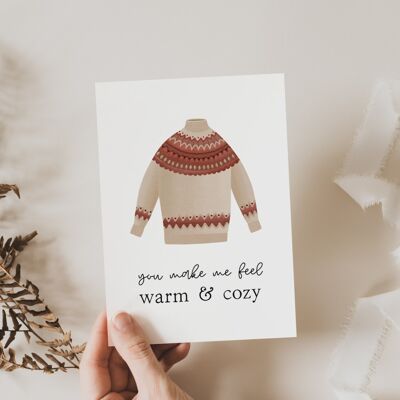 Postkarte Norweger-Pullover - warm & cozy