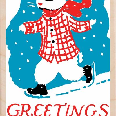 Wooden Postcard GREETINGS Christmas Card