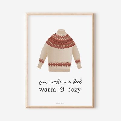 Poster Norwegian sweater "warm & cozy"
