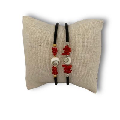 Mediterranes Korallenarmband mit seinem Auge der Heiligen Lucia Shiva