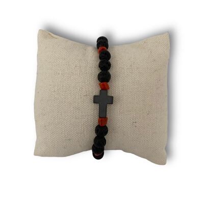 Bracelet en corail de méditerranée avec sa croix noire