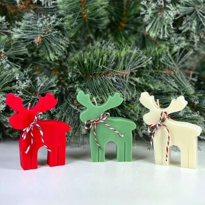 Candele natalizie festive - Candela decorativa natalizia con renne