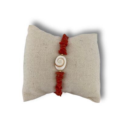 Pulsera de auténtico coral mediterráneo con su ojo de Santa Lucía Shiva