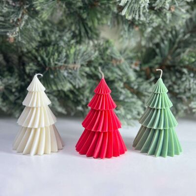 Festive Christmas Candles - Christmas Tree Candle - Xmas Tree Decoration