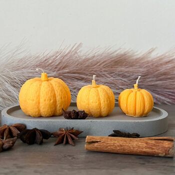 Bougies parfumées aux épices de citrouille - Bougies en forme de citrouille - Citrouilles d’Halloween (ensemble de 3) 2