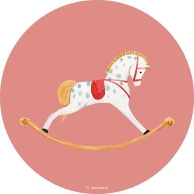 Adesivo murale ⌀30cm - Cavallo a dondolo