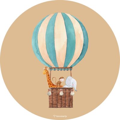 Wall sticker ⌀30cm - Hot Air Balloon Jungle Animals