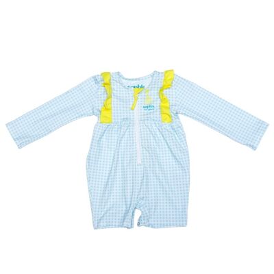 Sophie la Girafe baby's anti-UV jumpsuit with ruffles