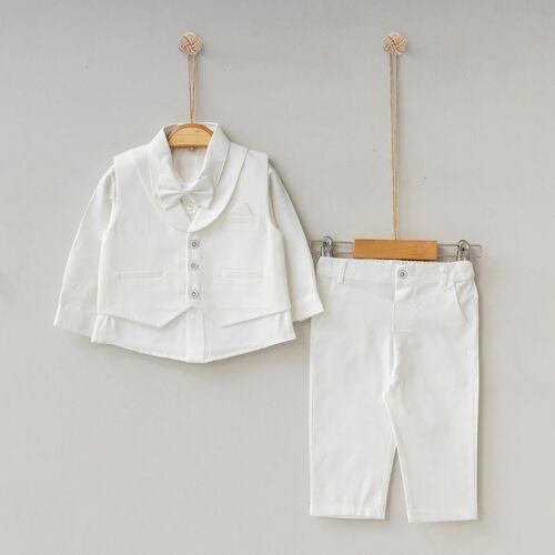 Stylish White Baby Boy Special Day Outfit-4 pieces