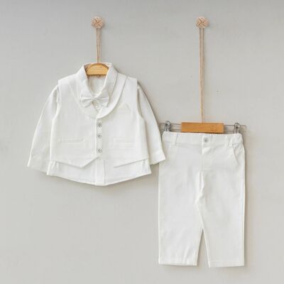 Stylish White Baby Boy Special Day Outfit-4 pieces