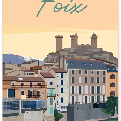 Affiche illustration de la ville de Foix