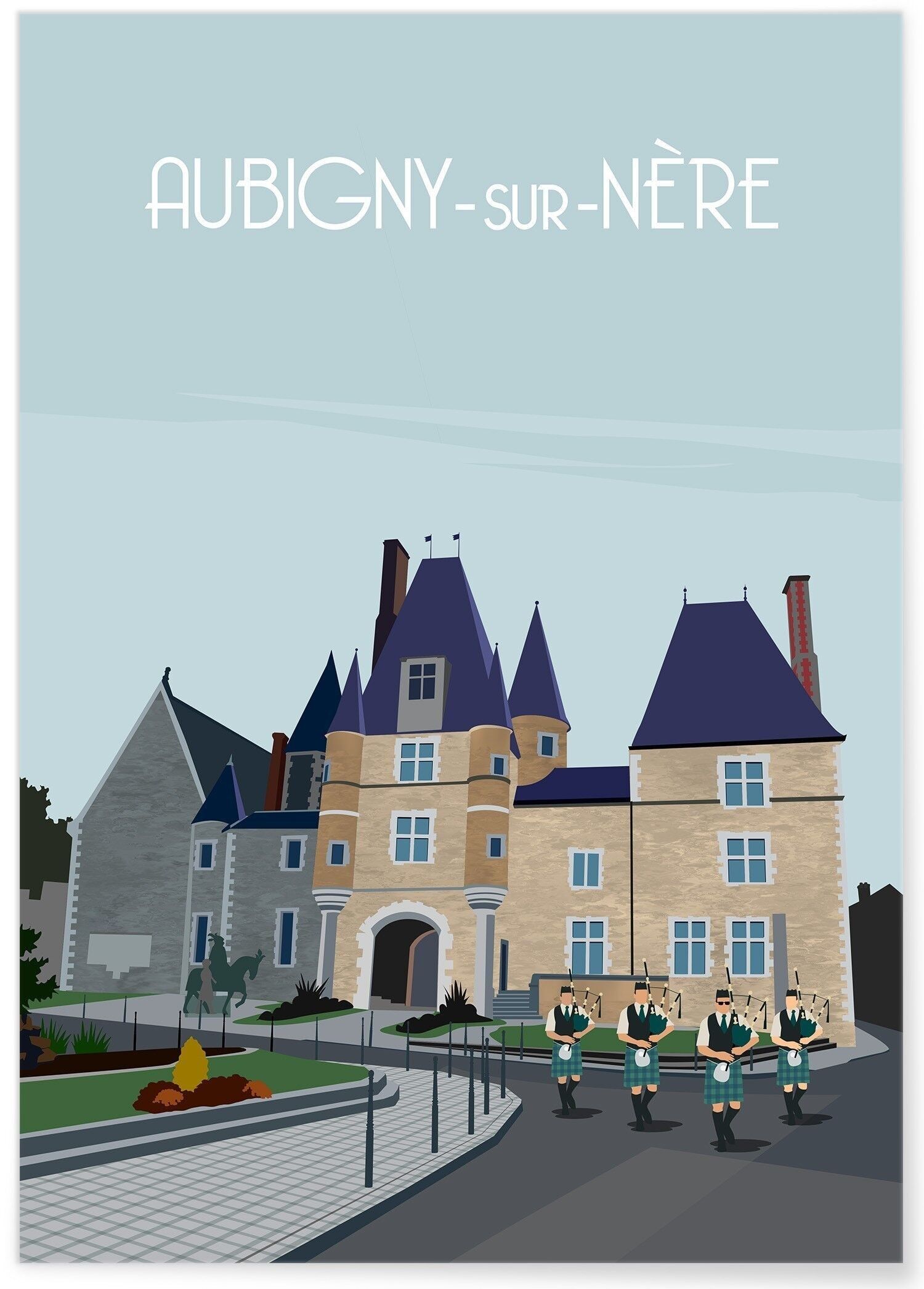 Illustrationsplakat der Stadt Aubigny-sur-Nère