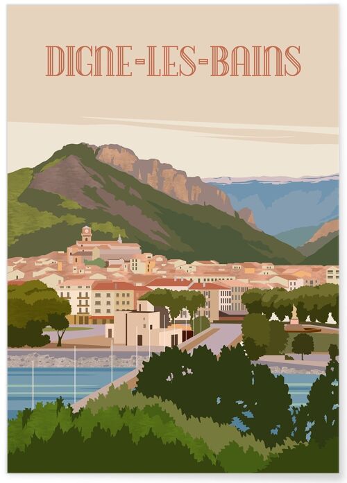 Affiche illustration de la ville de Digne-les-Bains