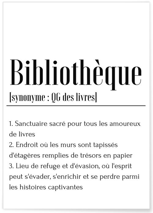 Affiche Définition Bibliothèque