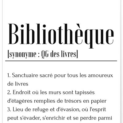 Affiche Définition Bibliothèque