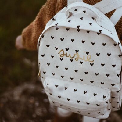 Backpack SMALL HEARTS golden first name Typo Liée