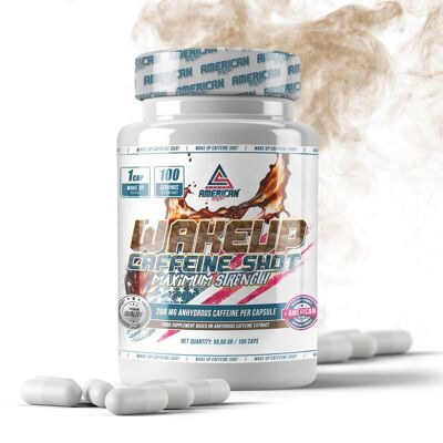 AS American Supplement | Pre Workout Wake Up Caffeine Shot | 100 Capsules | Neutral flavor | Contains Caffeine | stimulating | Helps Improve Performance | Promotes Weight Loss