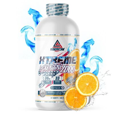 AS American Supplement | Extreme L-Carnitine 2000 | 1 Liter | Orange | Made with L-Carnitine | Helps Muscle Definition | Promotes Weight Loss