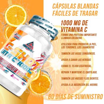 AS Supplément américain | C Shot - Vitamine C | 120 Gélules | Apport énergétique supplémentaire | Prend en charge le système immunitaire | Aidez à couvrir votre dose de vitamine C 4