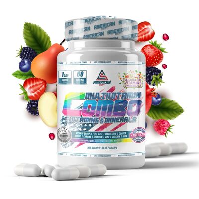 AS American Supplement | Combo Multivitamin | 100g | 60 Capsules | Extra Energy Contribution | Contains Folic Acid, Iron and Calcium | Promotes General Well-being