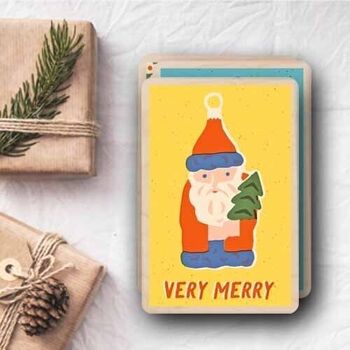 Carte postale en bois TRÈS JOYEUX Noël 3